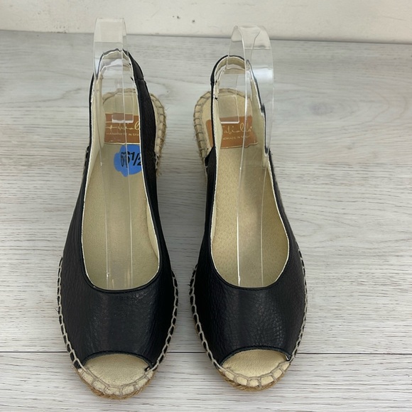 NWOT Fabiolas Espadrilles Black Leather Upper - Picture 2 of 11